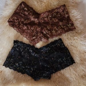 kristie Boy Short Lace Panties 2 package Brown & Black NWOT
